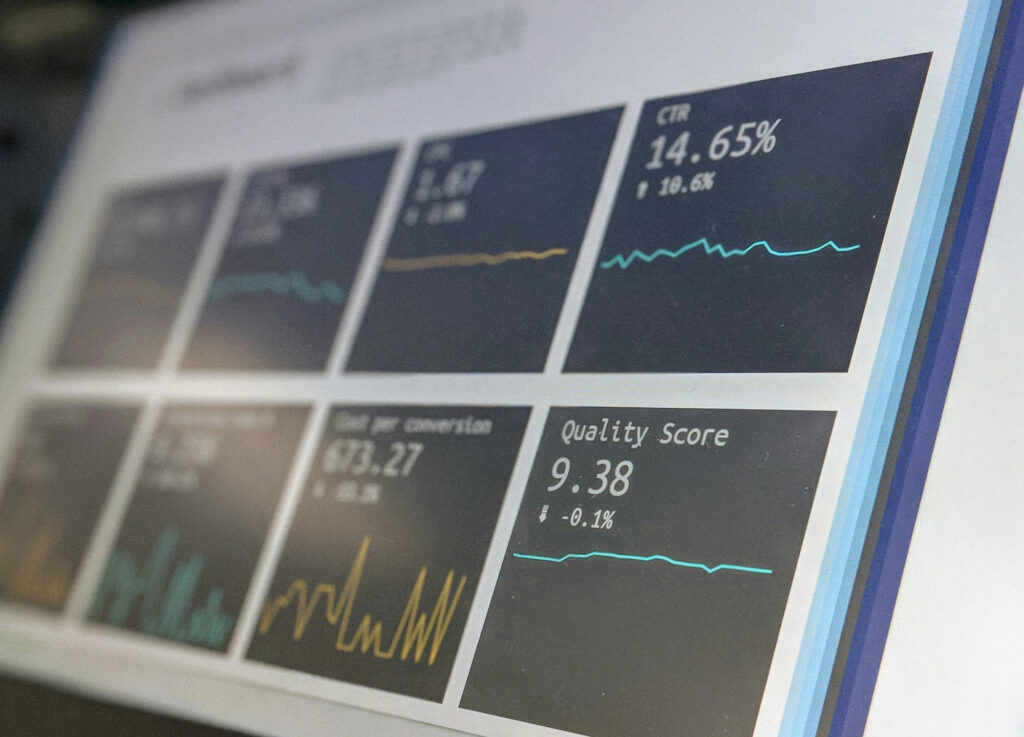 Computer screen showing marketing metrics