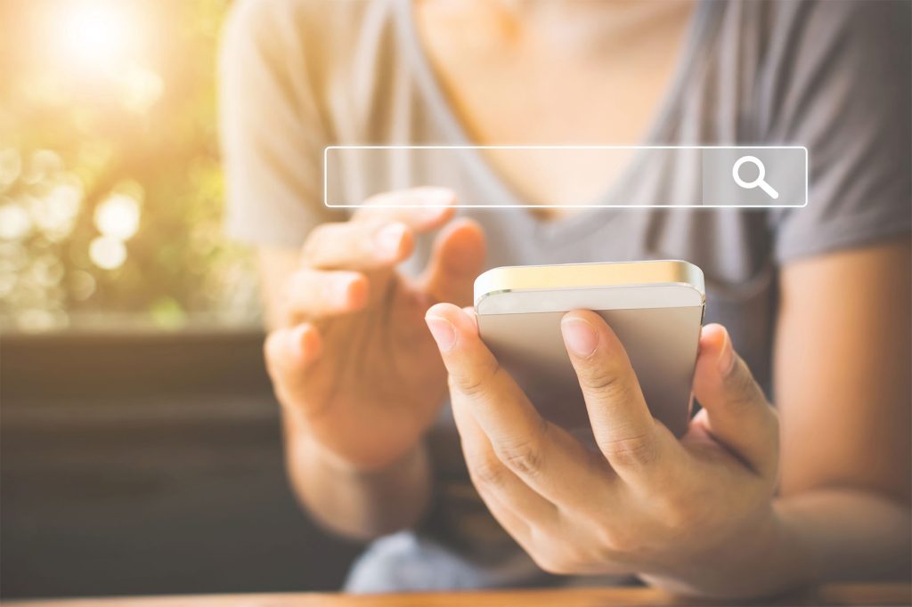 Person searching on phone