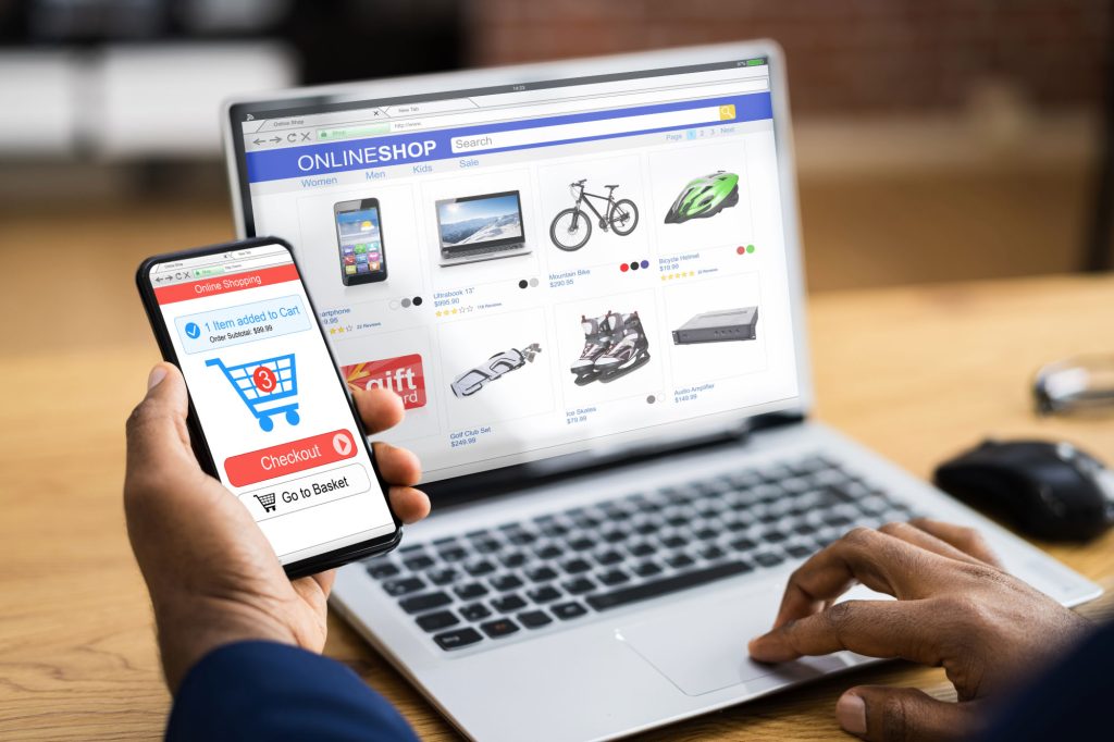 Person shopping on an ecommece site on their computer
