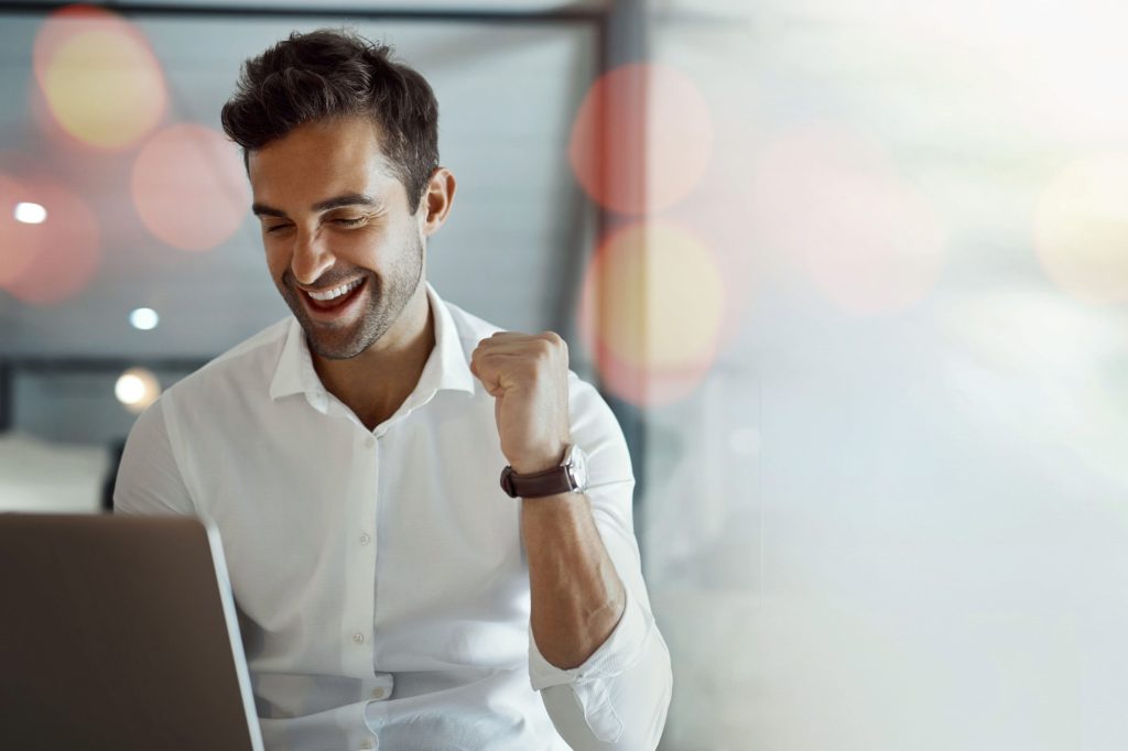 person celebrating business success