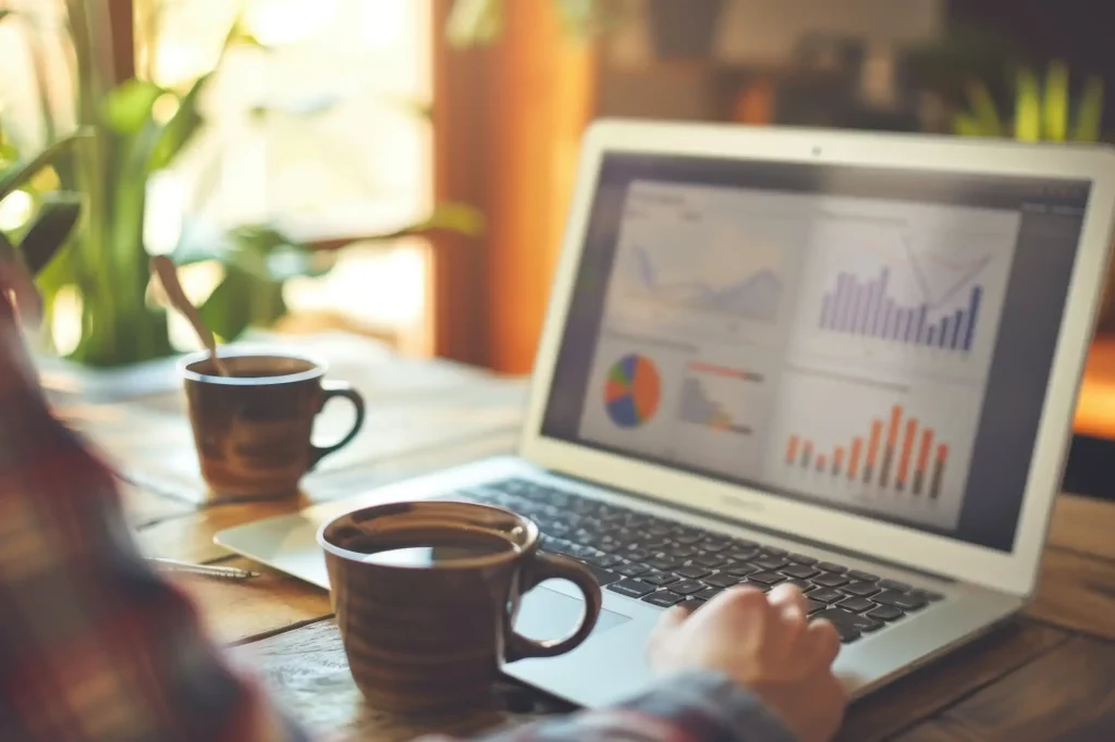 Person looking at web analytics on laptop