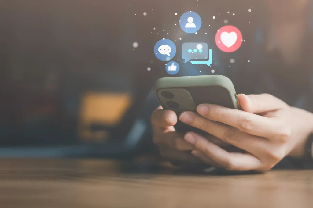 Person looking at social media on phone