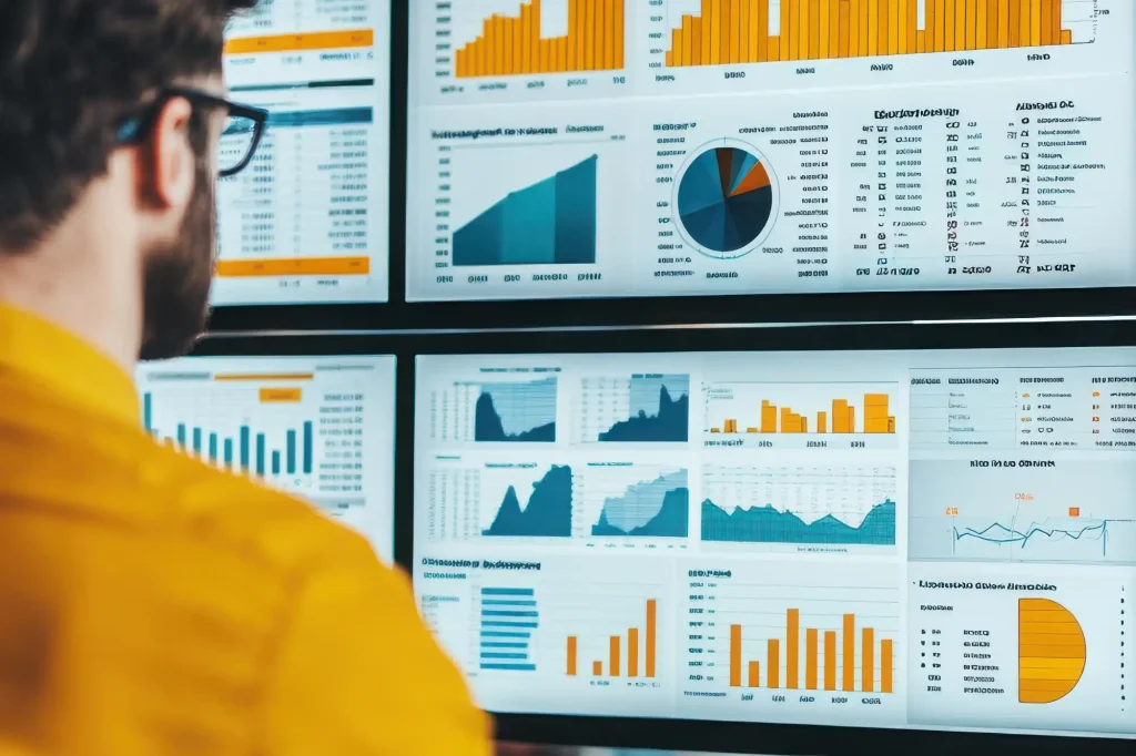 Person looking at analytics on a computer screen