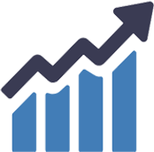 Icon showing growth analytics