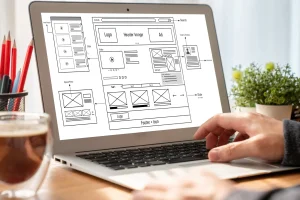 Homepage web design on laptop