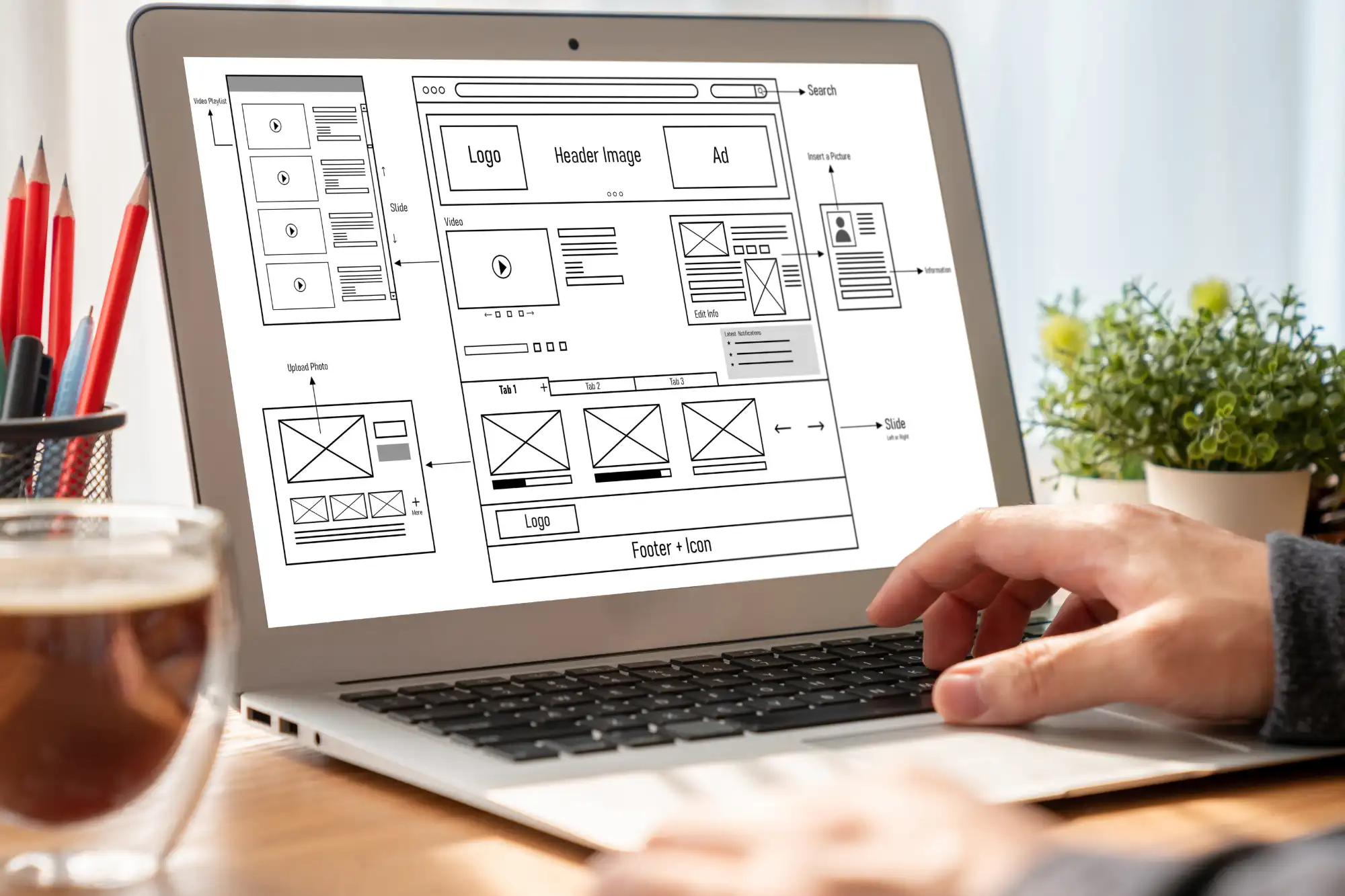 Homepage web design on laptop