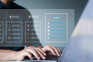 Person filling out online form